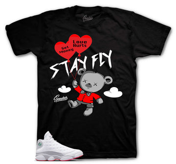 Retro 13 Wolf Grey Shirt - Money Over Love - Black