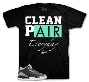Retro 3 Green Glow Shirt - Clean Pair - Black