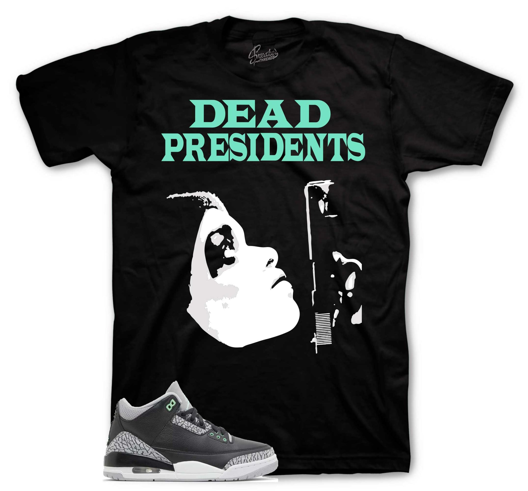 Retro 3 Green Glow Shirt - Dead Pres - Black