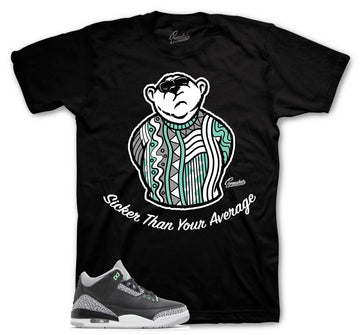 Retro 3 Green Glow Shirt - Big Bear - Black