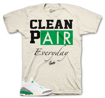 Retro 3 Lucky Green Shirt - Clean Pair - Natural
