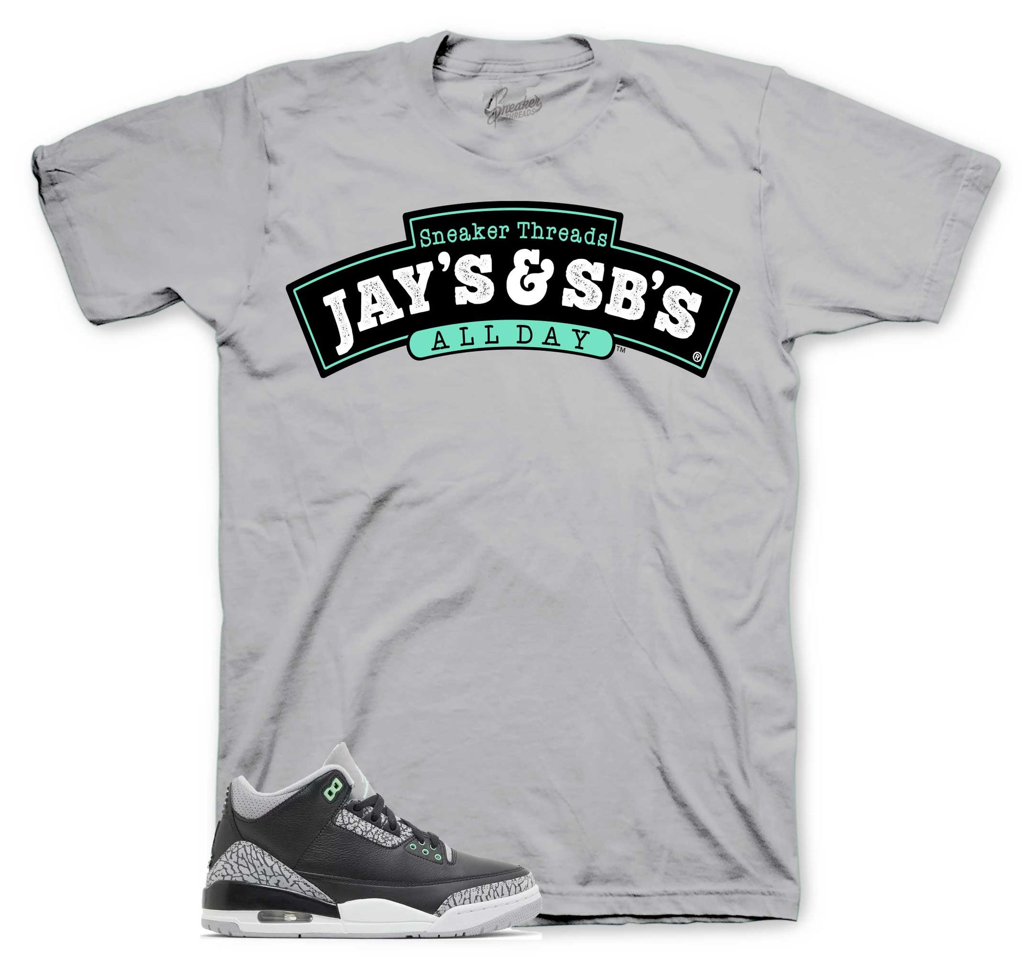 Retro 3 Green Glow Shirt - Jays & Sbs - Black