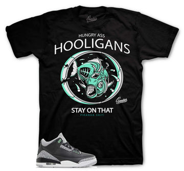 Retro 3 Green Glow Shirt - Hooligans - Black