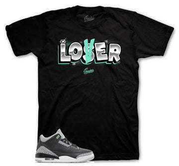 Retro 3 Green Glow Shirt - Loser Lover - Black