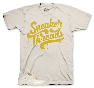 Retro 4 Metallic Gold Shirt - ST Drip - Natural