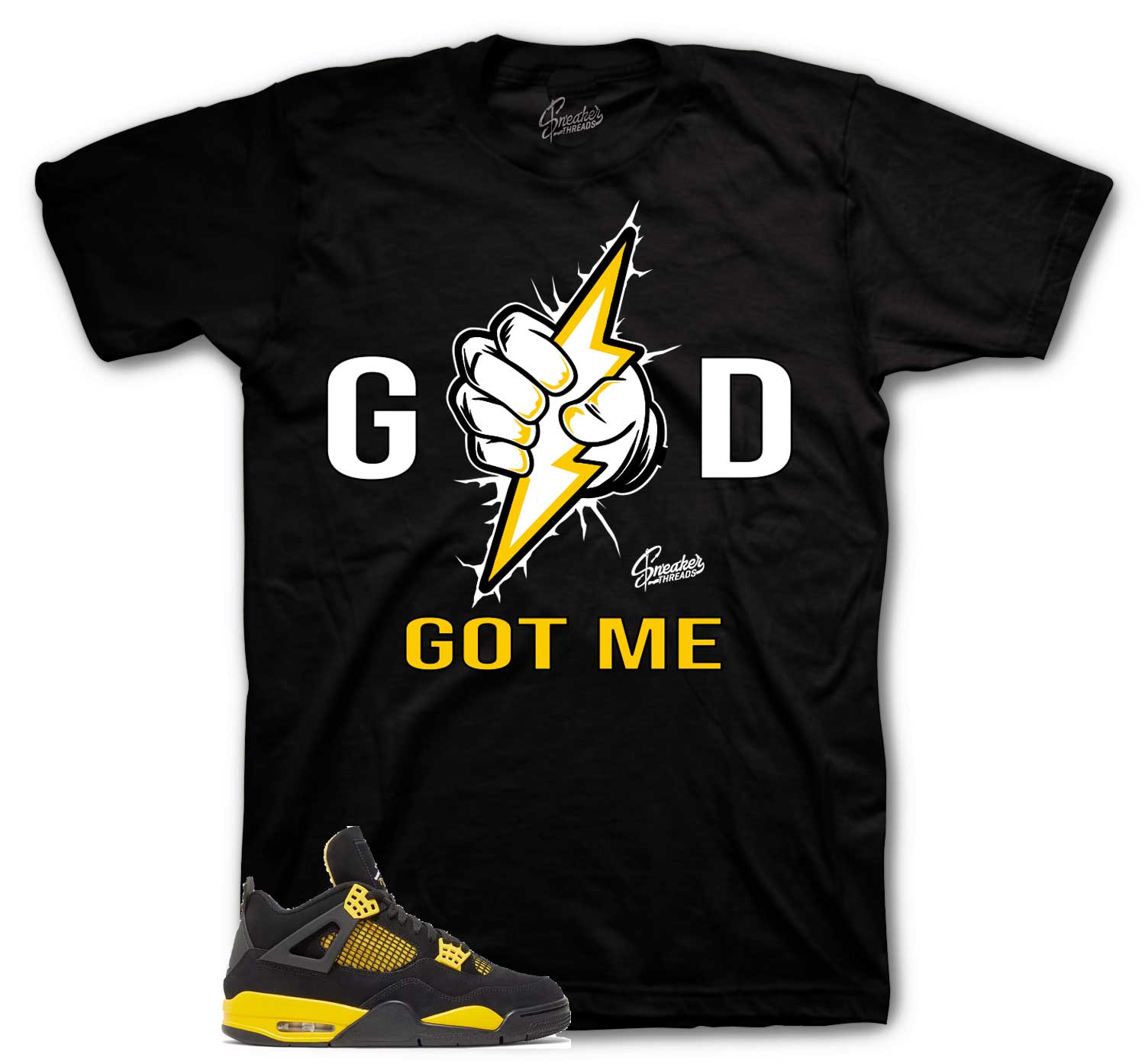 Retro 4 Yellow Thunder Shirt - God Got me - Black