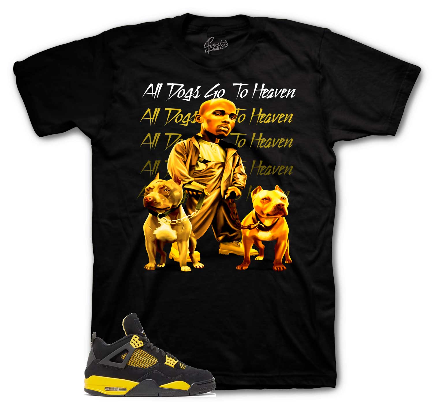 Retro 4 Yellow Thunder Shirt - All Dogs - Black