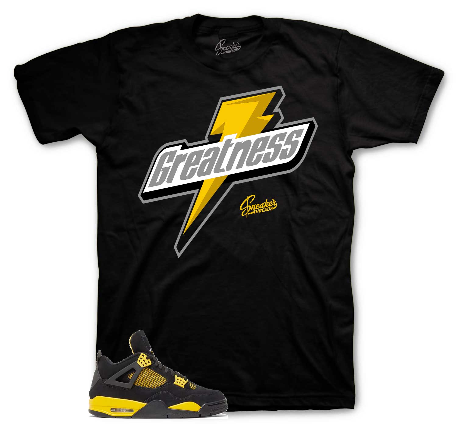 Retro 4 Yellow Thunder Shirt - Greatness - Black