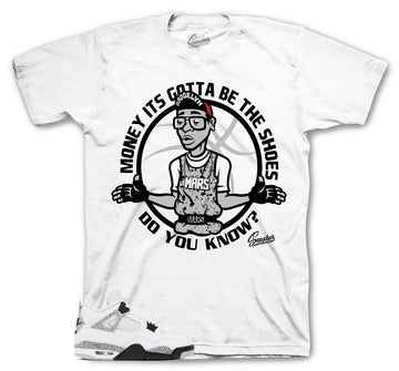 Retro 4 White Cement Shirt - Gotta Be Shoes - White