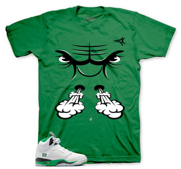 Retro 5 Lucky Green Shirt - Raging Face - Green