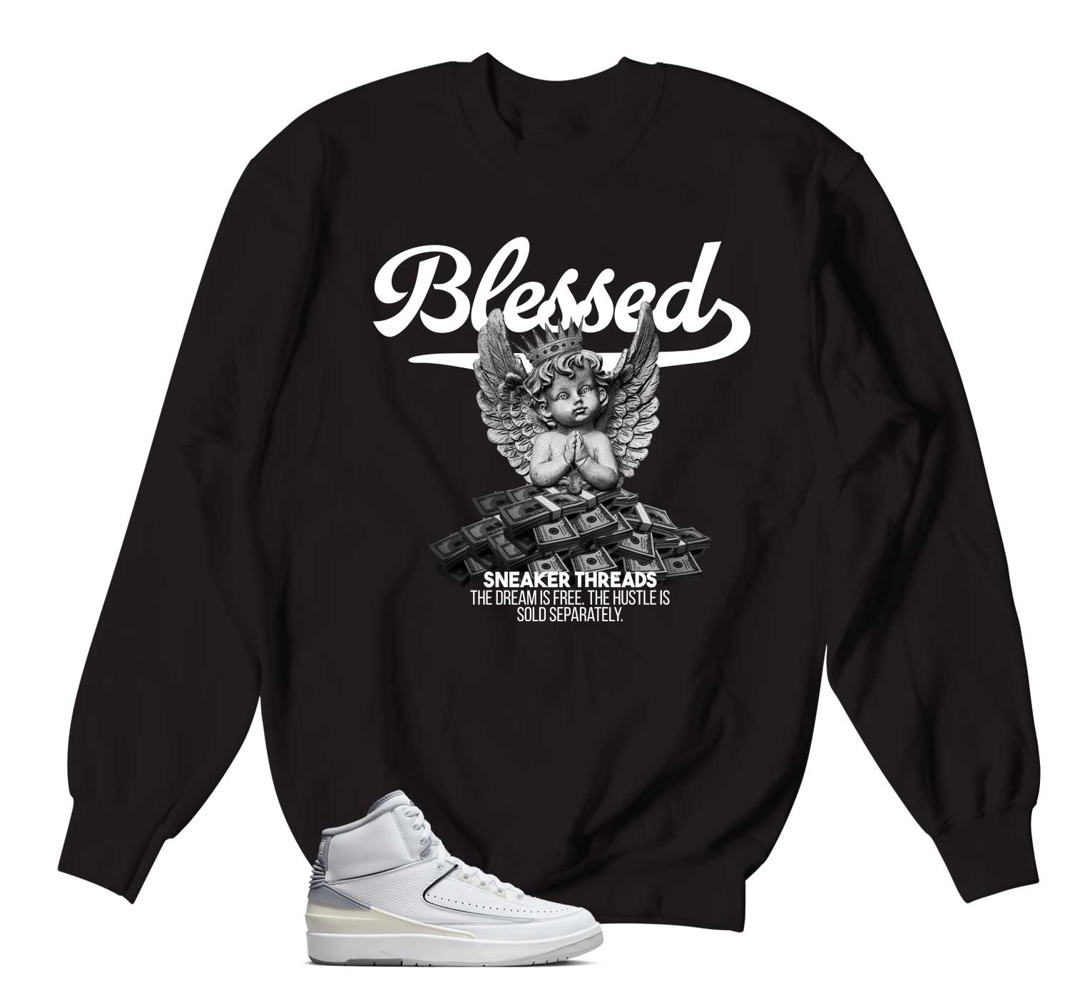 Retro 2 Cement Grey Sweater - Blessed Angel - Black