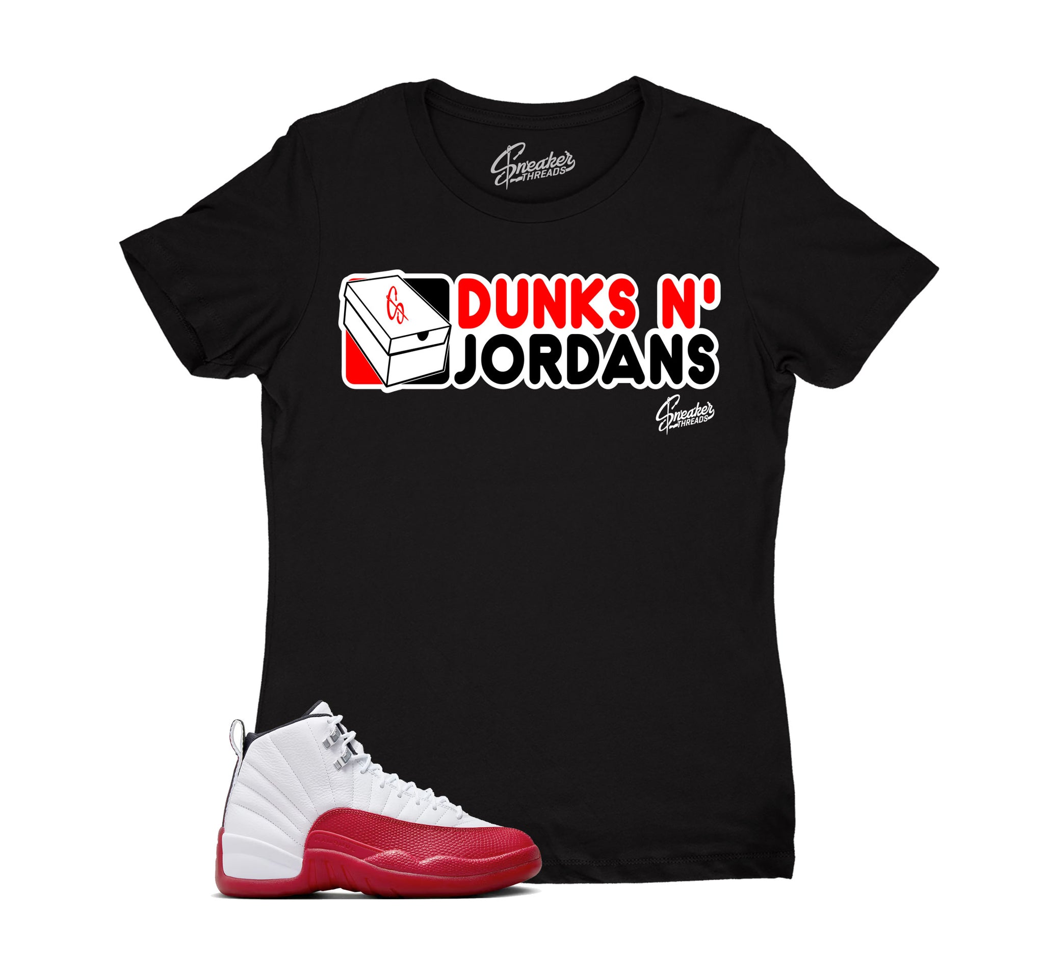 Womens Cherry 12 Shirt - Dunks n Jordans - Black