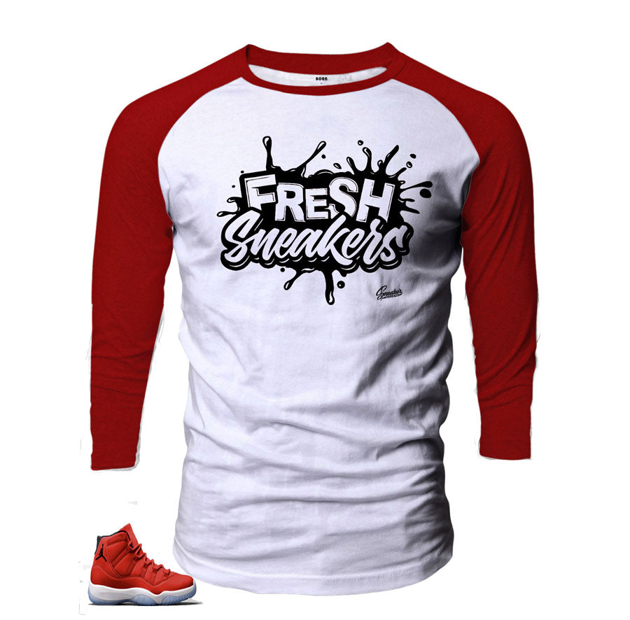 Raglan shirts match Jordan 11 win like 96 shoes.