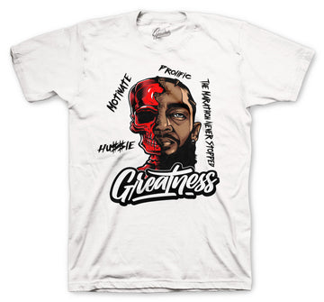 Fire Red Jordan 4 sneakers to match mens white t shirts