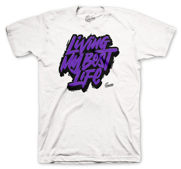 Retro 12 Dark Concord Shirt - Living Life - White