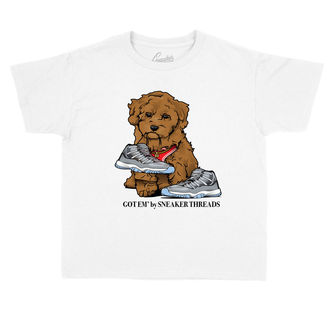 Kids shirts match Jordan 11 cool grey shoes. Boys Retro 11 cool grey