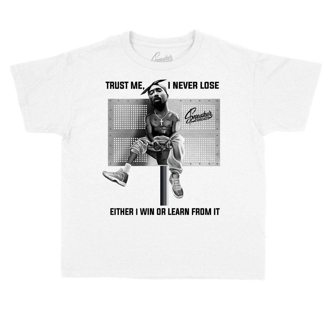 Kids shirts match Jordan 11 cool grey shoes. Boys Retro 11 cool grey