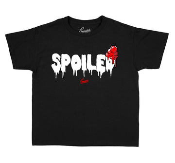 Fire Red Jordan 4 sneaker collection and matching with kids tees