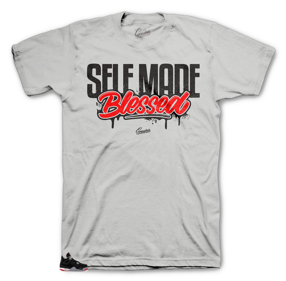 Retro Jordan Bred 4s matching shirt made to match the Jordan 4 bred
