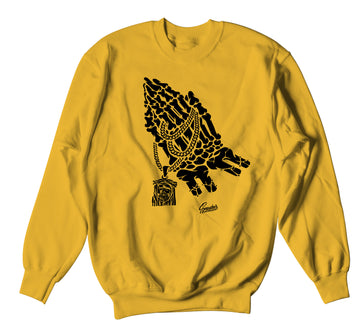 mens crewneck sweat shirt collection matching Jordan 9 uni gold