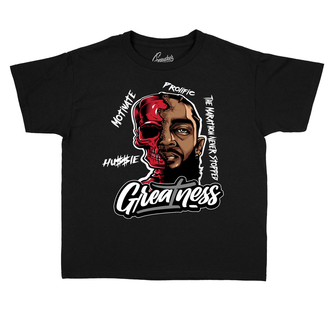 T shirt for kids made to match Jordan 13 red flint sneaker collection