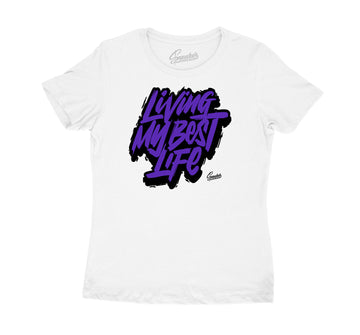 Womens Dark Concord 12 Shirt - Living Life - White
