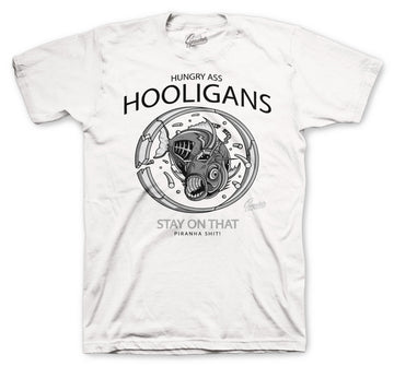 Retro 1 Neutral Grey Shirt - Hooligans - White