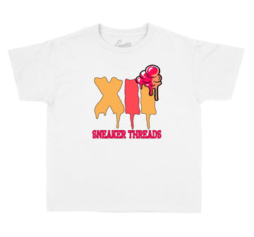 Hot punch Jordan 12 sneakers tees match bright mango racer pink