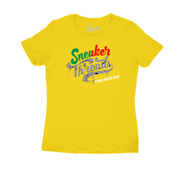 Jordan 4 Rasta sneaker collection that goes with ladies shirt collection