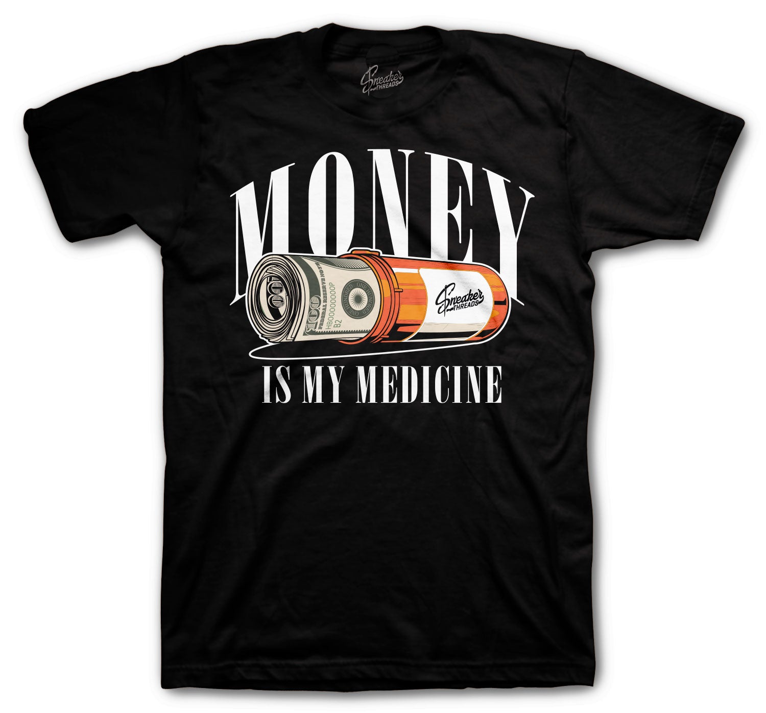 Retro 5 Orange Blaze Shirt - Money Medicine - Black