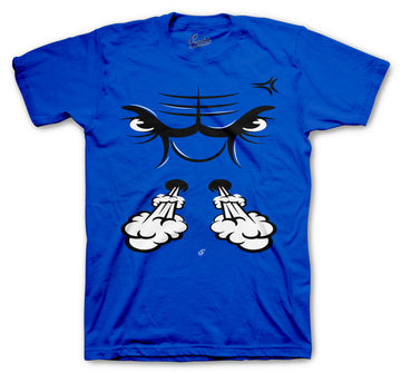 Retro 5 Racer Blue Shirt - Raging Face - Blue