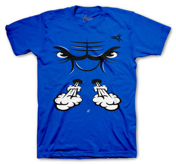 Retro 5 Racer Blue Shirt - Raging Face - Blue