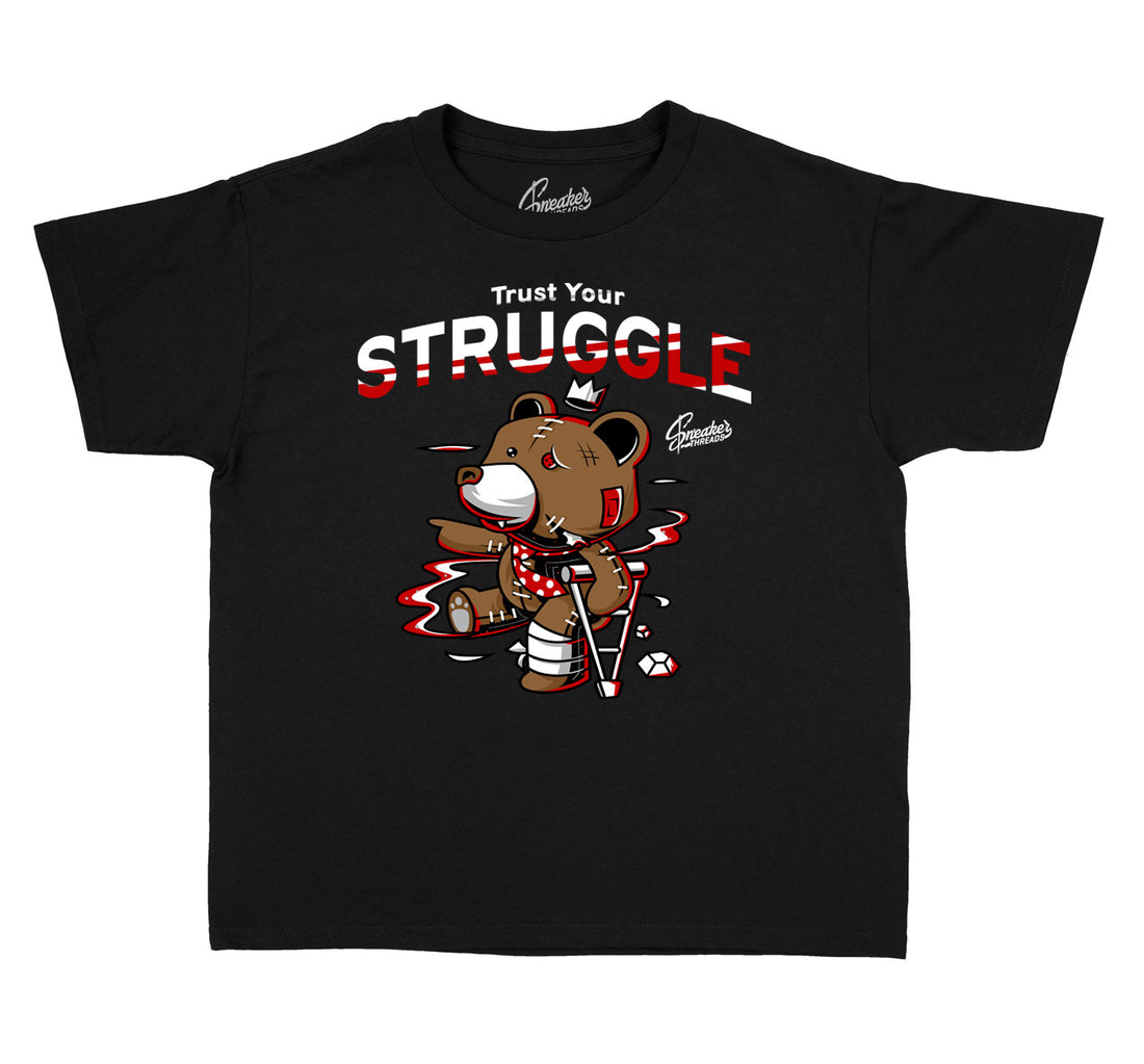 T shirt collection for kids designed to match the Jordan 13 red flint sneaker collection