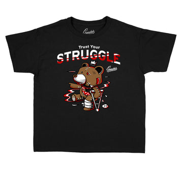 T shirt collection for kids designed to match the Jordan 13 red flint sneaker collection