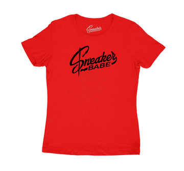 Womens Red Cement 3 Shirt - Sneaker Babe Logo - Red