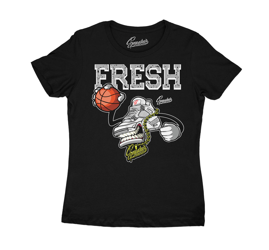 White Oreo Jordan 4 sneaker collection to go with ladies shirt collection