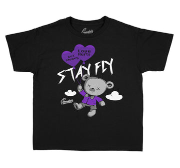 Kids Jordan 13 court purple sneaker tees match Court purple shoes