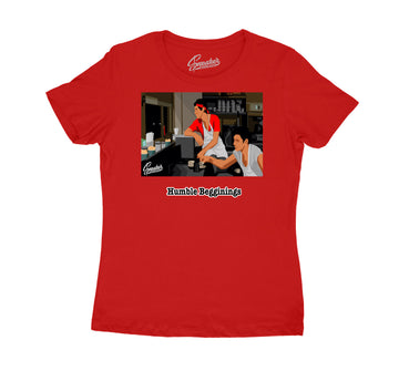 Fire Red Jordan 4 sneaker collection matching with ladies t shirt collection