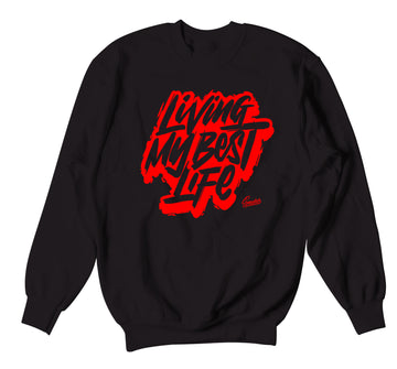 Retro 4 Red Thunder Sweater - Living Life - Black