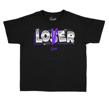 Kids Jordan 13 court purple sneaker tees match Court purple shoes