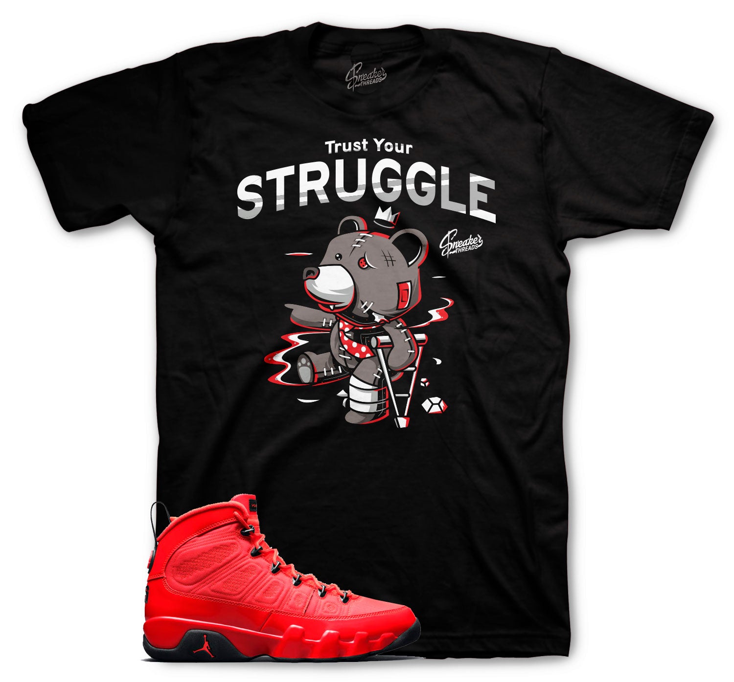 Jordan 9 Chile Red Sneaker Tees