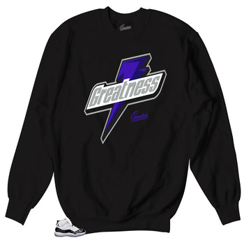 The best sweaters match Jordan 11 concord shoes.