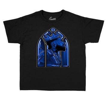 Jordan 13 blak hyper royal sneakers that go with kids clothing