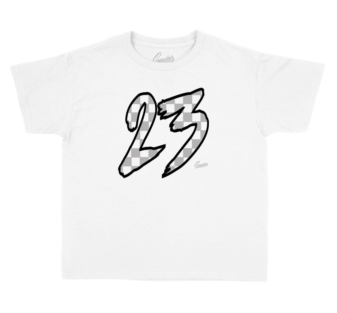 Jordan 11 Metallic Silver Checkered shirt to match kids fit