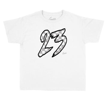 Jordan 11 Metallic Silver Checkered shirt to match kids fit