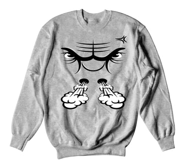 Retro 1 Neutral Grey Sweater - Raging Face - Grey