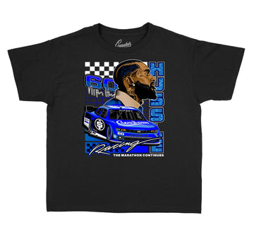 Kids sneaker tees match Jordan 5 Racer Blue | Toddler sneaker outfits