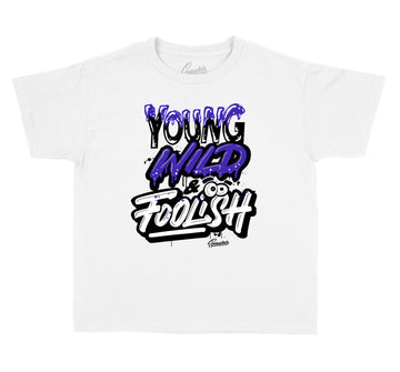 Purple Metalli c Jordan 4 sneaker collection matching kids tees