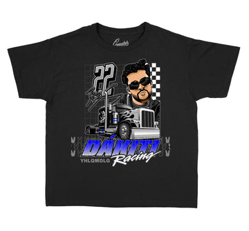 Kids sneaker tees match Jordan 5 Racer Blue | Toddler sneaker outfits