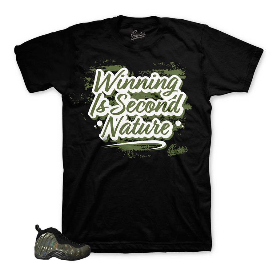 Legion green foamposite shirts | in it to win it sneaker tee.